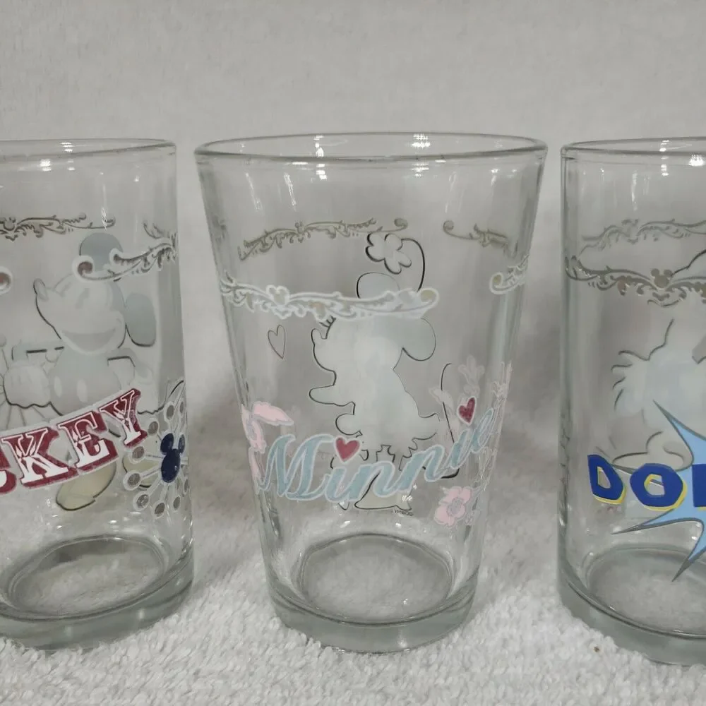 Disney Mickey Mouse Minnie Donald Duck Goofy Vintage Juice Glasses Rare Uncommon
